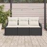 Ensemble de Canapé de Jardin 3 pièces avec Coussins Noir Rattan Poly 