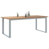 Table de salle à manger extérieure Grise 200x90x75 cm Acier et Bois Massif Acacia 