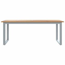 Table de salle à manger extérieure Grise 200x90x75 cm Acier et Bois Massif Acacia 