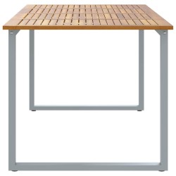 Table de salle à manger extérieure Grise 200x90x75 cm Acier et Bois Massif Acacia 
