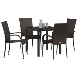 Ensemble de salle à manger pour jardin 5 pcs Marron Rotin PE 