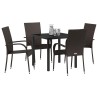 Ensemble de salle à manger pour jardin 5 pcs Marron Rotin PE 