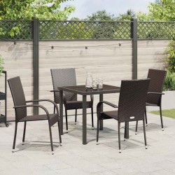 Ensemble de salle à manger pour jardin 5 pcs Marron Rotin PE 