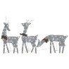 Famille de rennes de Noël 270x7x90cm Argenté Blanc froid Maille 
