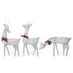 Famille de rennes de Noël 270x7x90cm Argenté Blanc froid Maille 