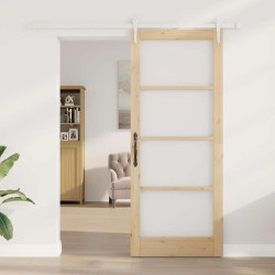 Porte Coulissante avec Ensemble de Matériel 86x211 cm Bois Massif Pin 