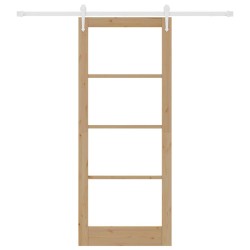 Porte Coulissante avec Ensemble de Matériel 86x211 cm Bois Massif Pin 
