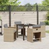 Ensemble de jardin 5 pièces avec coussins, en rotin synthétique beige. 