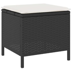 Set de jardin en 4 pièces avec coussins en poly rattan noir et acacia 