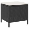 Set de jardin en 4 pièces avec coussins en poly rattan noir et acacia 