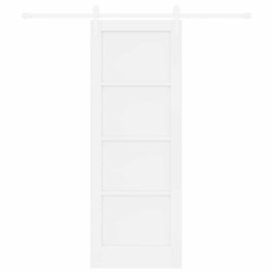 Porte Coulissante avec Set de Matériel Blanc 73.5x198.5 cm Bois Massif Pin 