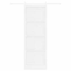 Porte Coulissante avec Ensemble de Quincaillerie Blanche 83x232 cm Bois Massif Pin 