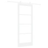 Porte Coulissante avec Ensemble Quincaillerie 'ORKDAL'Bois Massif & Verre Blanc 