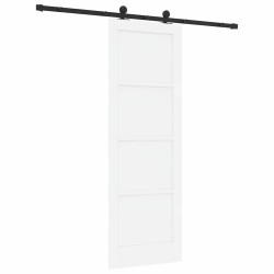 Porte coulissante avec quincaillerie blanche 73,5x211 cm en bois massif de pin 