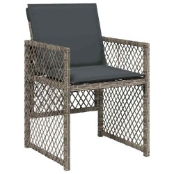 Ensemble de Salle à Manger de Jardin à 5 Pièces avec Coussins Gris Poly Rattan 
