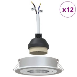 Projecteurs encastrés 12 pcs Rond GU10 Argent Ø91 mm 