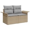 Ensemble de Canapés de Jardin de 3 Pièces avec Coussins Beige en Rattan Poly 