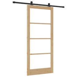 Porte Coulissante avec Quincaillerie 'ORKDAL'en Bois Massif et Verre 