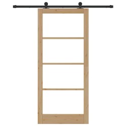 Porte Coulissante avec Quincaillerie 'ORKDAL'en Bois Massif et Verre 