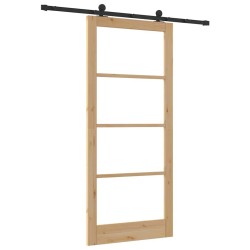 Porte Coulissante avec Quincaillerie 'ORKDAL'en Bois Massif et Verre 