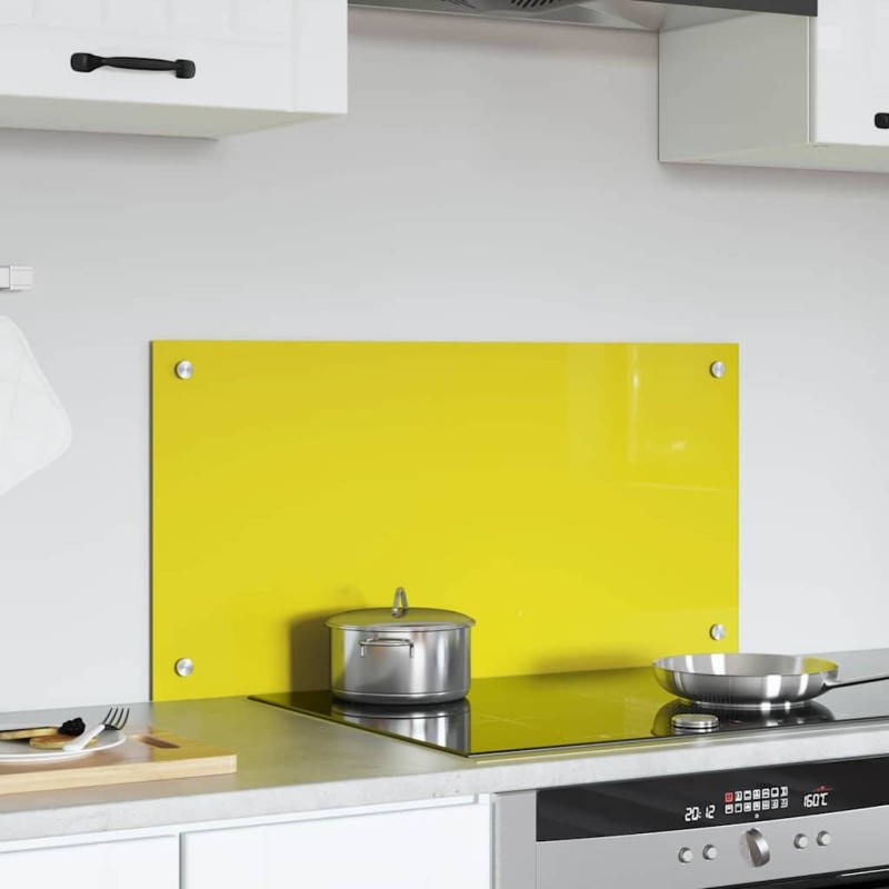 Dosseret de cuisine Jaune 80x40x0,6 cm en verre trempé 