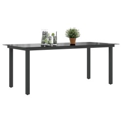 Table de jardin Noir 190x90x74 cm Aluminium et verre 