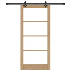 Porte Coulissante avec Ensemble de Quincaillerie 'ORKDAL'Bois Massif & Verre 