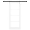 Porte coulissante avec kit de quincaillerie blanche 86x211 cm en bois massif de pin 