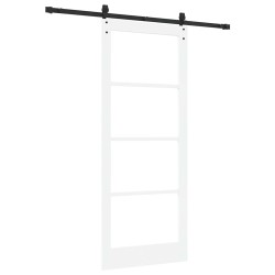 Porte coulissante avec kit de quincaillerie blanche 86x211 cm en bois massif de pin 