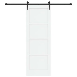 Porte Coulissante avec Kit de Matériel Blanche 73.5x211 cm Bois Massif Pin 