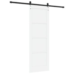 Porte Coulissante avec Kit de Matériel Blanche 73.5x211 cm Bois Massif Pin 