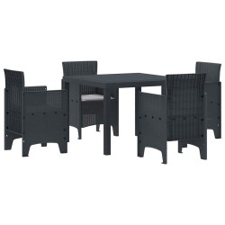 Ensemble de repas de jardin 5 pcs Anthracite Plastique 