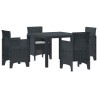 Ensemble de repas de jardin 5 pcs Anthracite Plastique 