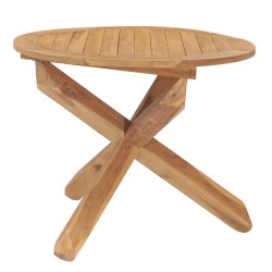 Table à dîner de jardin Ø90x75 cm Bois de teck massif 