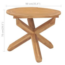 Table à dîner de jardin Ø90x75 cm Bois de teck massif 
