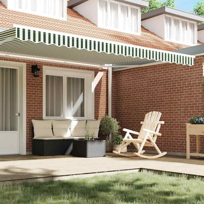 Voile de Store pour Cadre de 4,5 m Vert et Blanc 4,3x0,2 m Voile de Store pour Cadre de 4,5 m Vert et Blanc 4,3x0,2 m