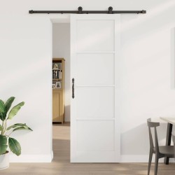 Porte coulissante avec quincaillerie blanche 78x232 cm en bois massif de pin 