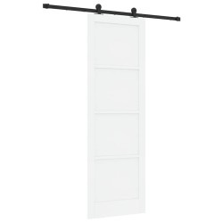 Porte coulissante avec quincaillerie blanche 78x232 cm en bois massif de pin 