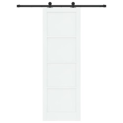 Porte coulissante avec quincaillerie blanche 78x232 cm en bois massif de pin 