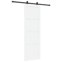 Porte coulissante avec quincaillerie blanche 78x232 cm en bois massif de pin 