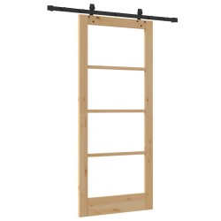 Set de Porte Coulissante avec Quincaillerie 86x198,5 cm Bois Massif Pin 