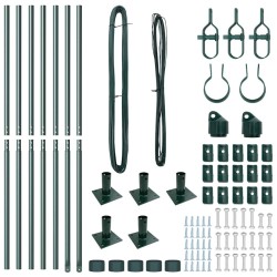 Ensemble de poteaux de clôture avec plaques de base 7 pcs Vert 