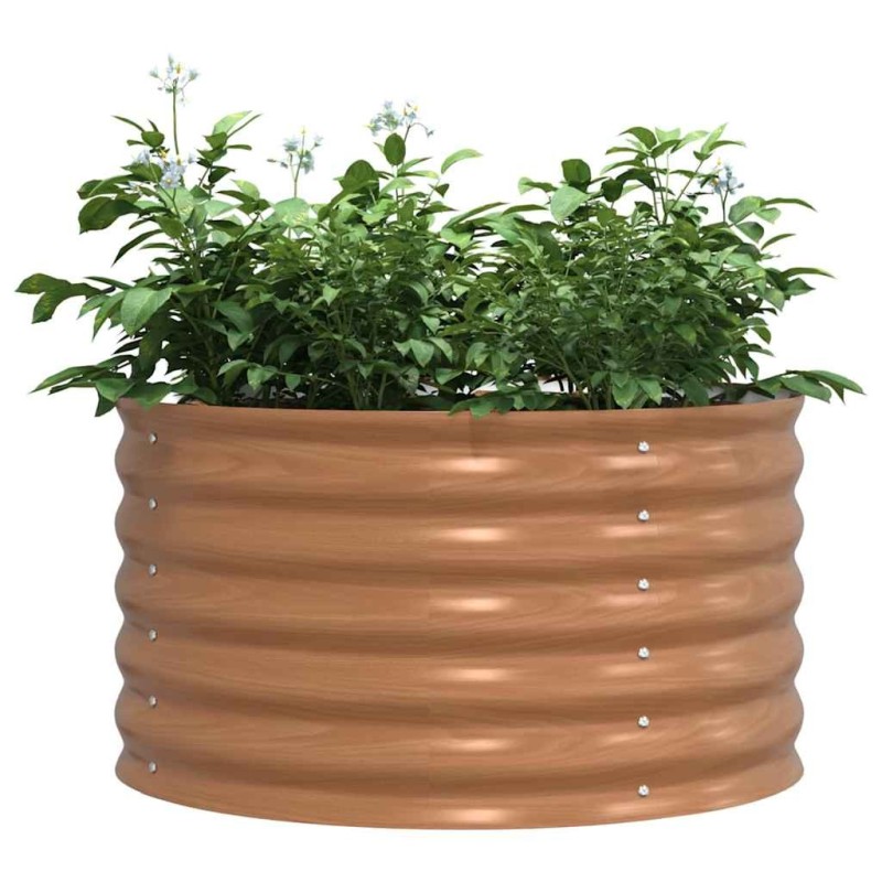 Lit de jardin surélevé marron avec finition bois 80x80x44 cm en acier 