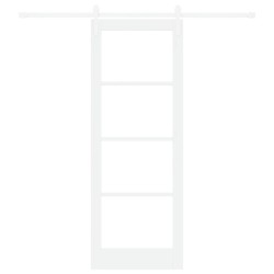 Porte coulissante avec quincaillerie 'ORKDAL'en bois massif blanc et verre 