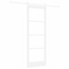 Porte coulissante avec quincaillerie 'ORKDAL'en bois massif blanc et verre 