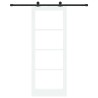 Porte coulissante avec quincaillerie 'ORKDAL'en bois solide blanc et verre 