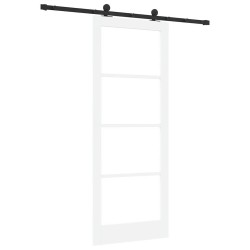 Porte coulissante avec quincaillerie 'ORKDAL'en bois solide blanc et verre 
