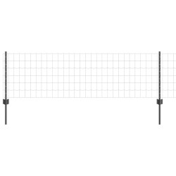 Clôture Euro avec 5 Poteaux U Gris 0.6x10 m Acier 