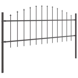 Clôture de jardin gris avec arc, 8,5 x 0,75 m en acier. 