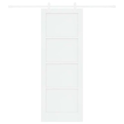 Porte coulissante avec ensemble de matériel blanc 78x211 cm en bois massif de pin 